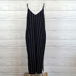 Leith black velvet pinstriped maxi dress Women's Size S